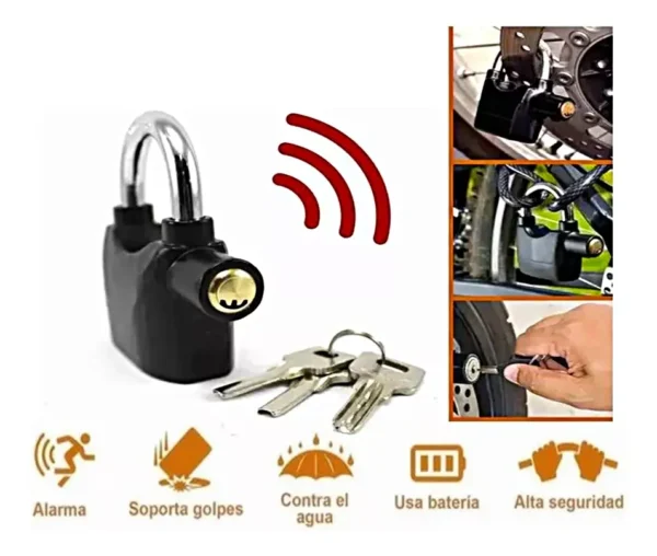 Candado Alarma De Seguridad Para Moto, Bicicletas